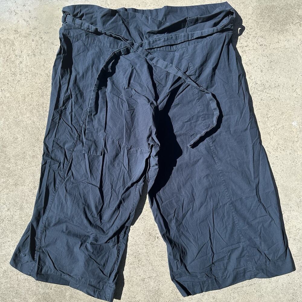 Roucha Paperbag Extra Wide Leg Crop Pants Womens D Navy Blue Tie Contemporary